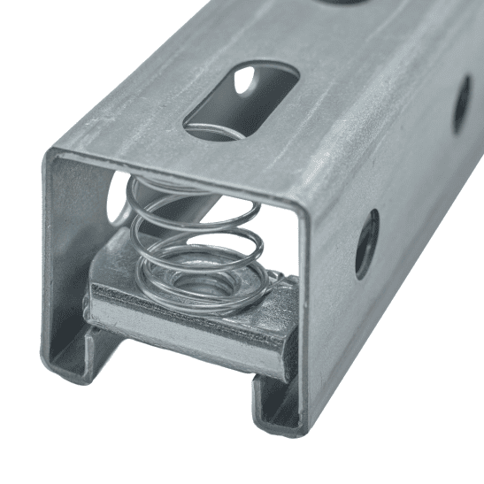 Spring nuts manufactured at a fastener factory for strut channel applications
